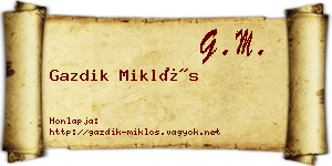 Gazdik Miklós névjegykártya